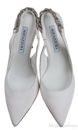 Aquazzura White Love Link 105 Crystal Slingback Heels