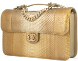 Gold Metallic Python Shoulder Bag