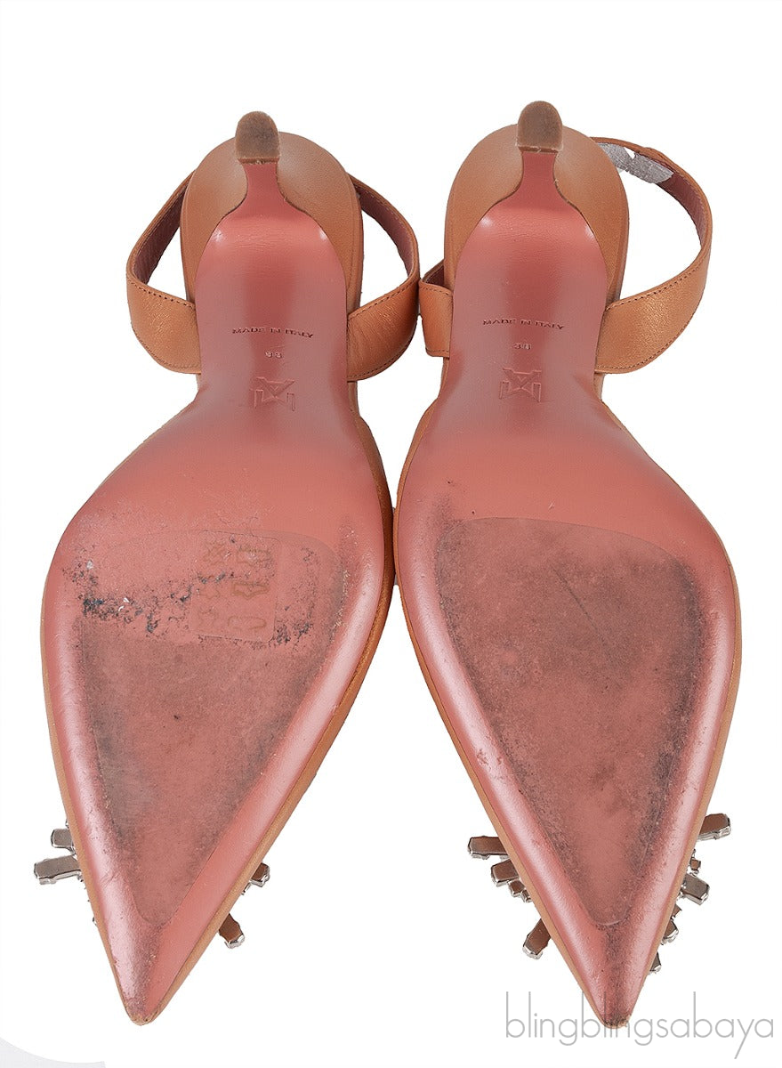 Gold Begum Crystal-embellished Satin Slingback Pump
