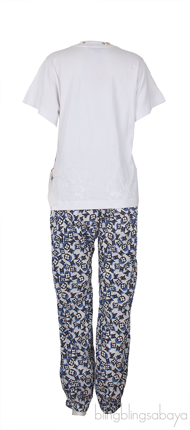 White T-Shirt and Monogram Print Trouser