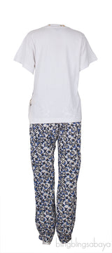 White T-Shirt and Monogram Print Trouser