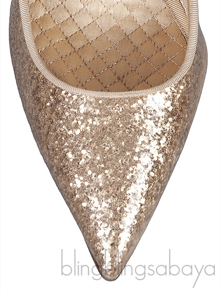 ALEXANDER MCQUEEN Gold Glitter Heart Pumps
