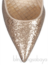 ALEXANDER MCQUEEN Gold Glitter Heart Pumps