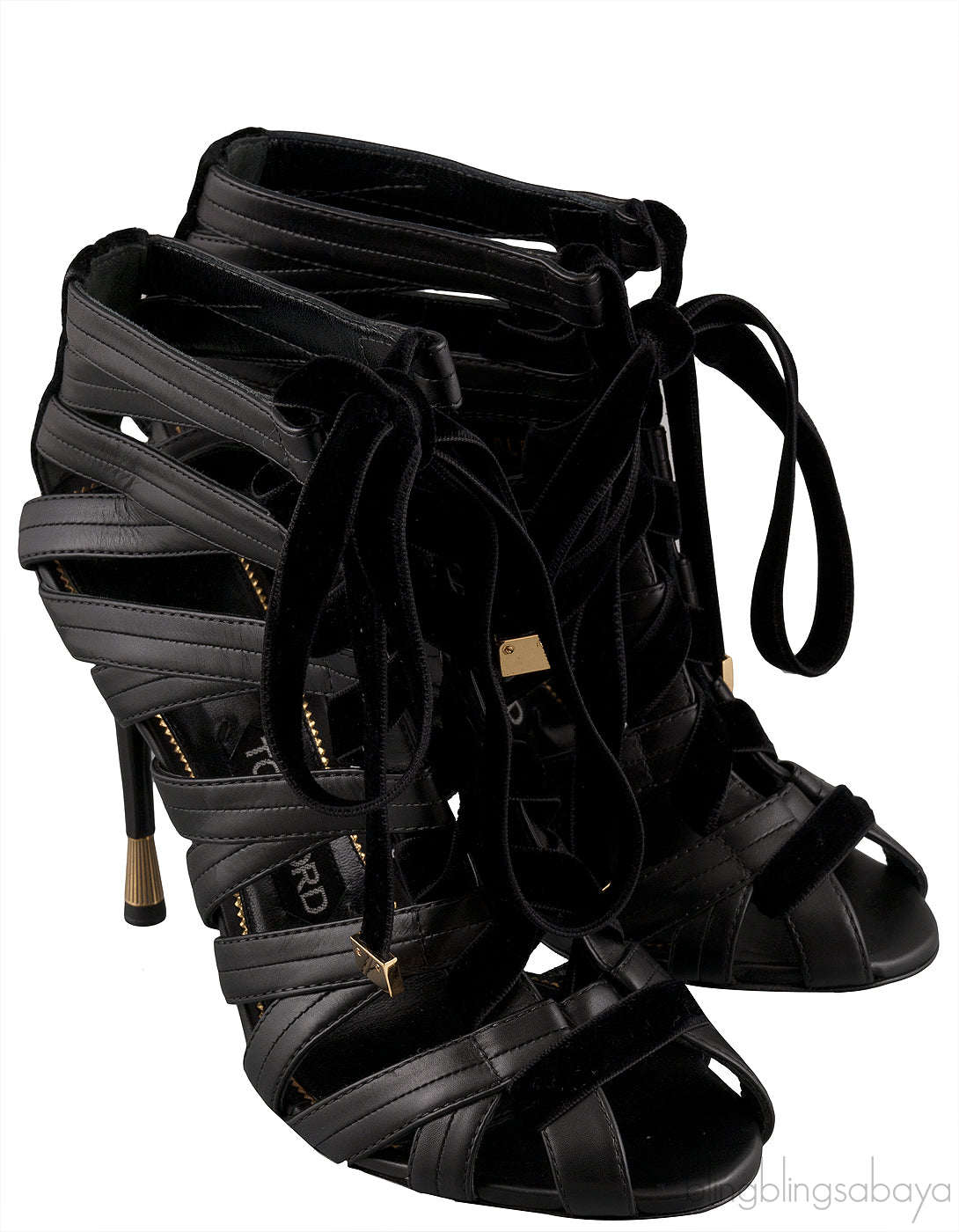 Black Strappy Peep Toe Sandals