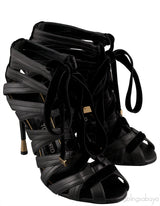Black Strappy Peep Toe Sandals