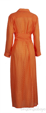 Louis Vuitton Fil Coupe Orange Shirt Belted Dress