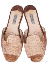 Brown Python Open Toe Slide Sandals 38