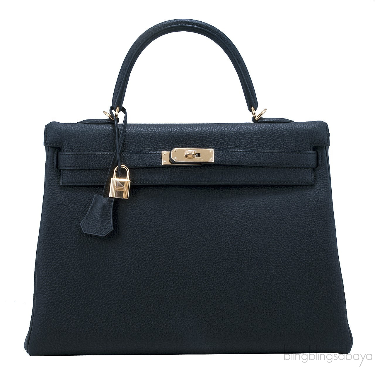 Kelly 35 Black Togo Retourne
