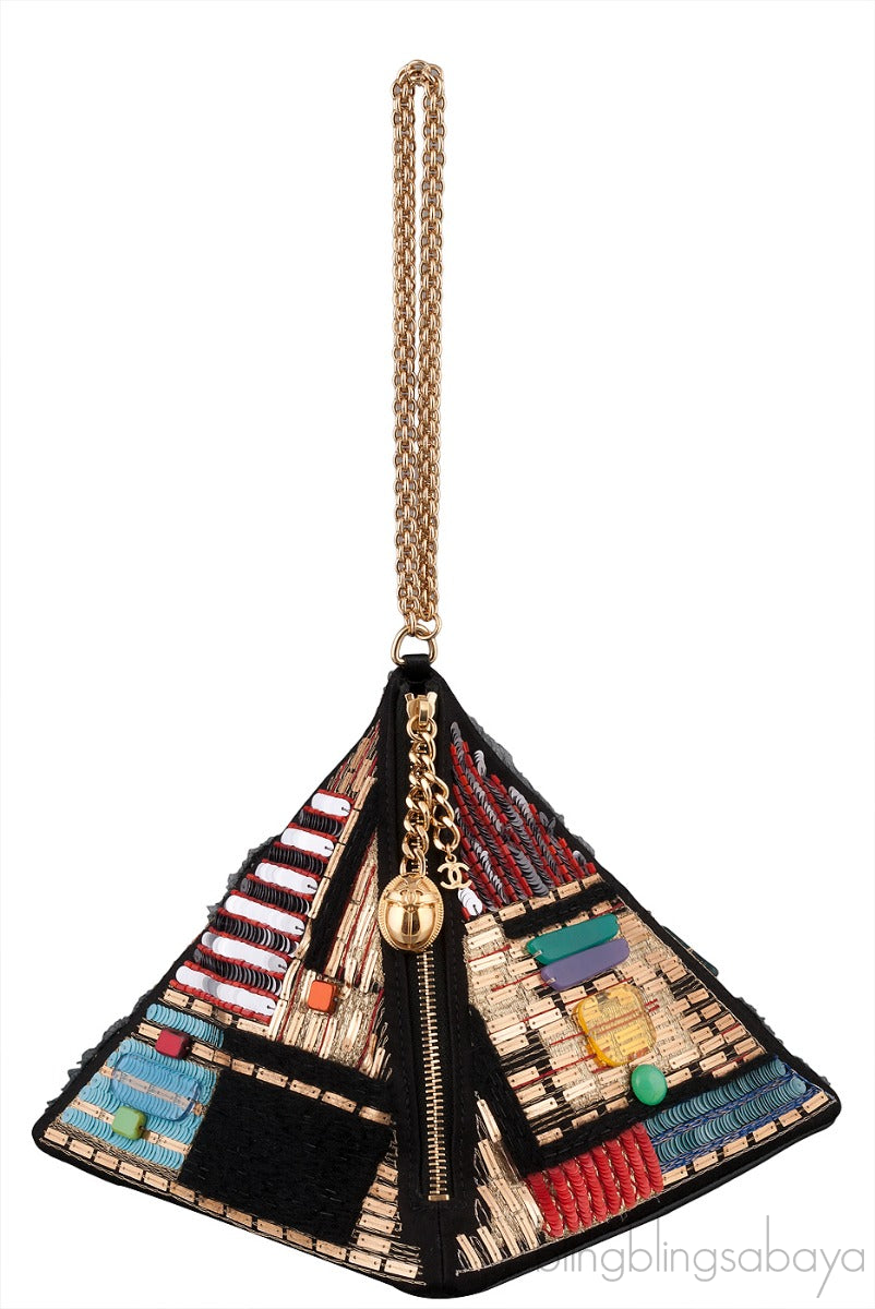 Multicolor Lambskin PVC Glass Pyramid Bag