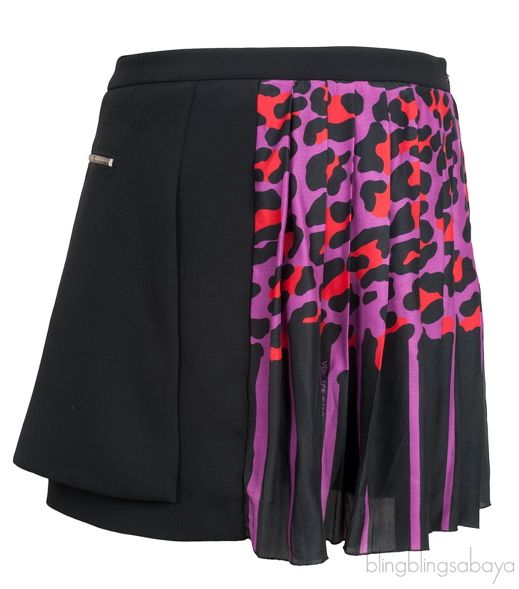 Leopard Pleated Mini Skirt