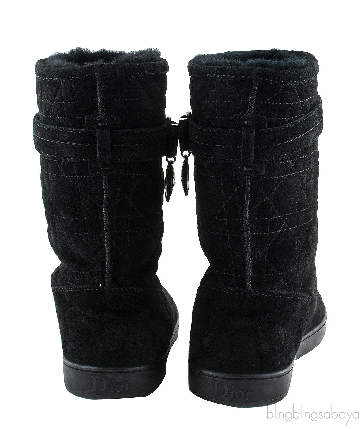 Black Quilted Suede Boots