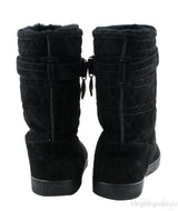 Black Quilted Suede Boots