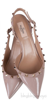 Spike Rockstud Nude Slingback Mini Heels