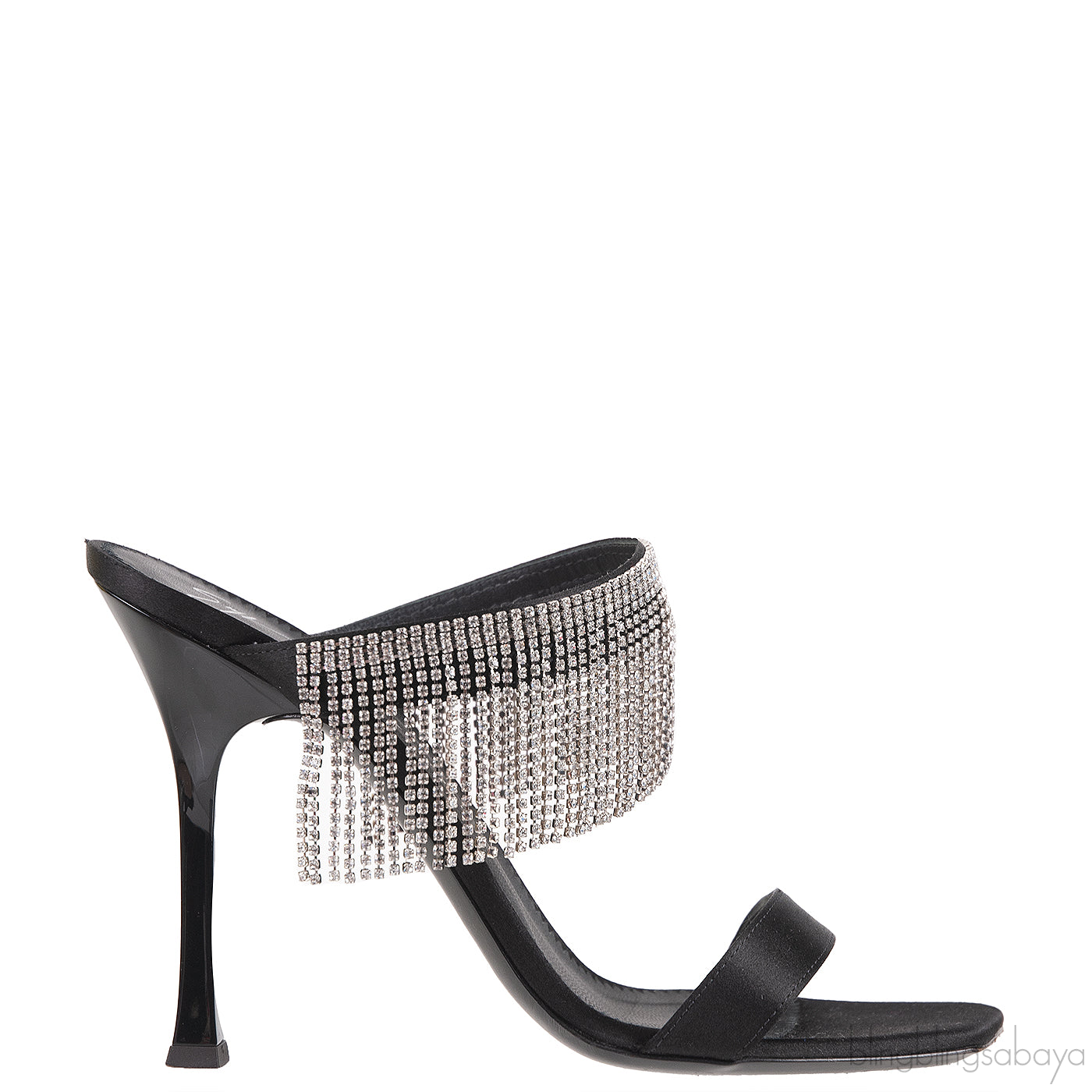 Giuseppe Zanotti Black Satin Crystal Prince Slide