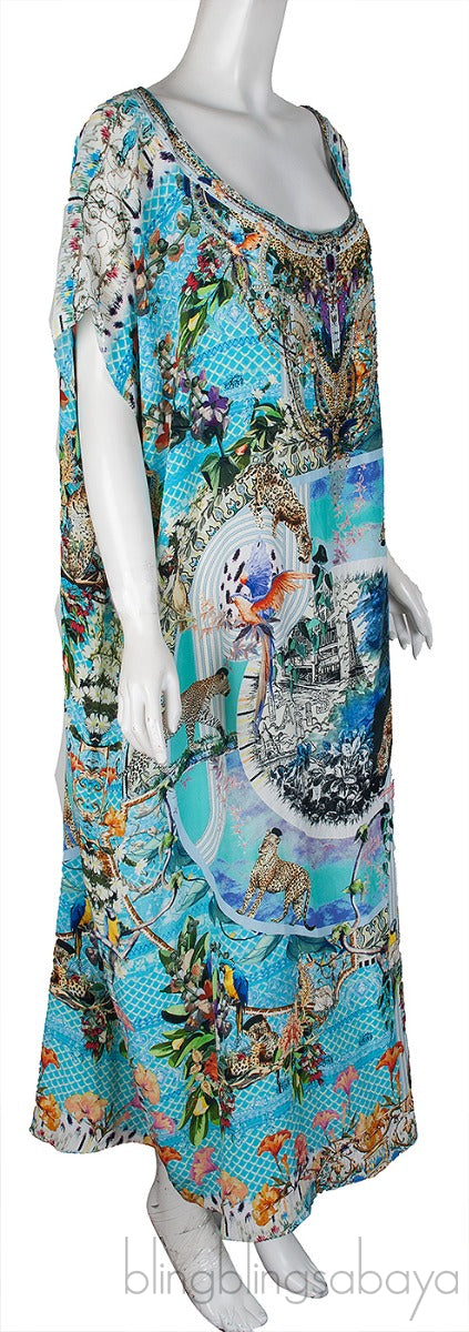 Leopard Print Turquoise Kaftan