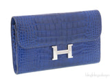 Constance Bleu Electrique Croc Wallet