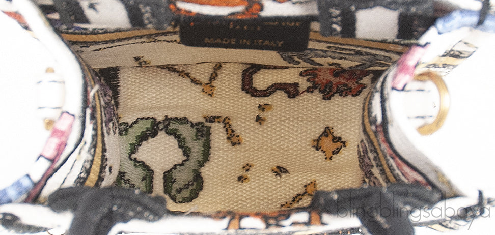 Canvas Embroidered Pixel Zodiac Mini Book Tote Bag