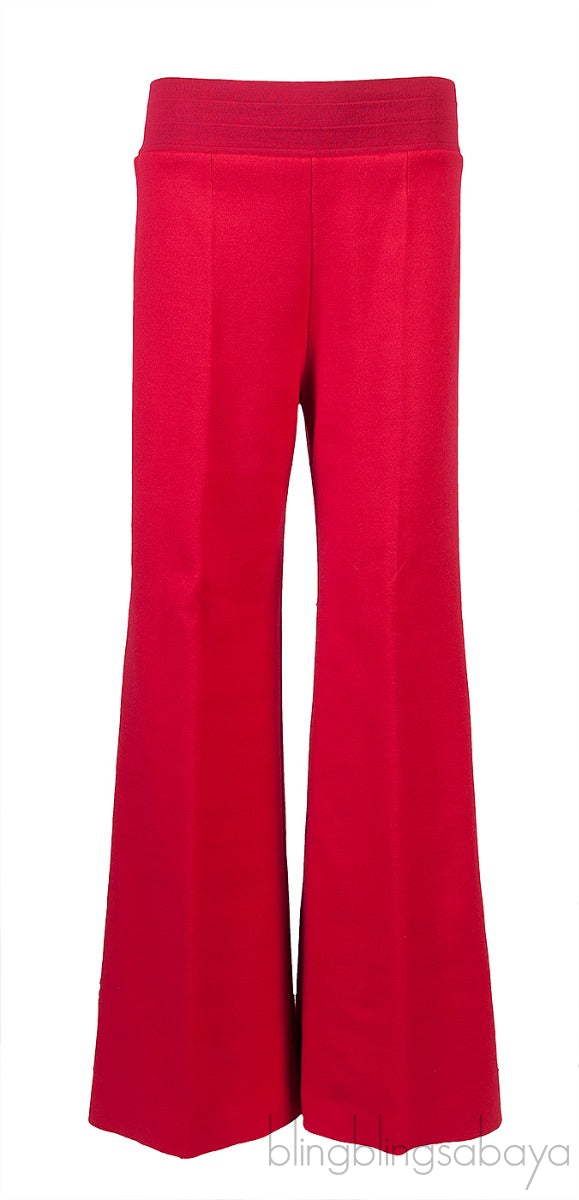 Red Stretch Knit Wide Leg Trouser