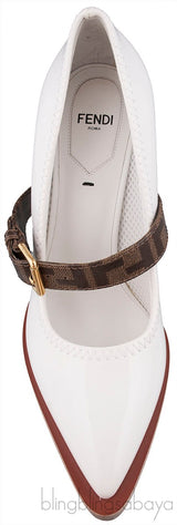 White Mary Jane FF Strap Heels