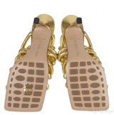 Bottega Veneta Metallic Gold Reflection Weave Square Toe Sandals