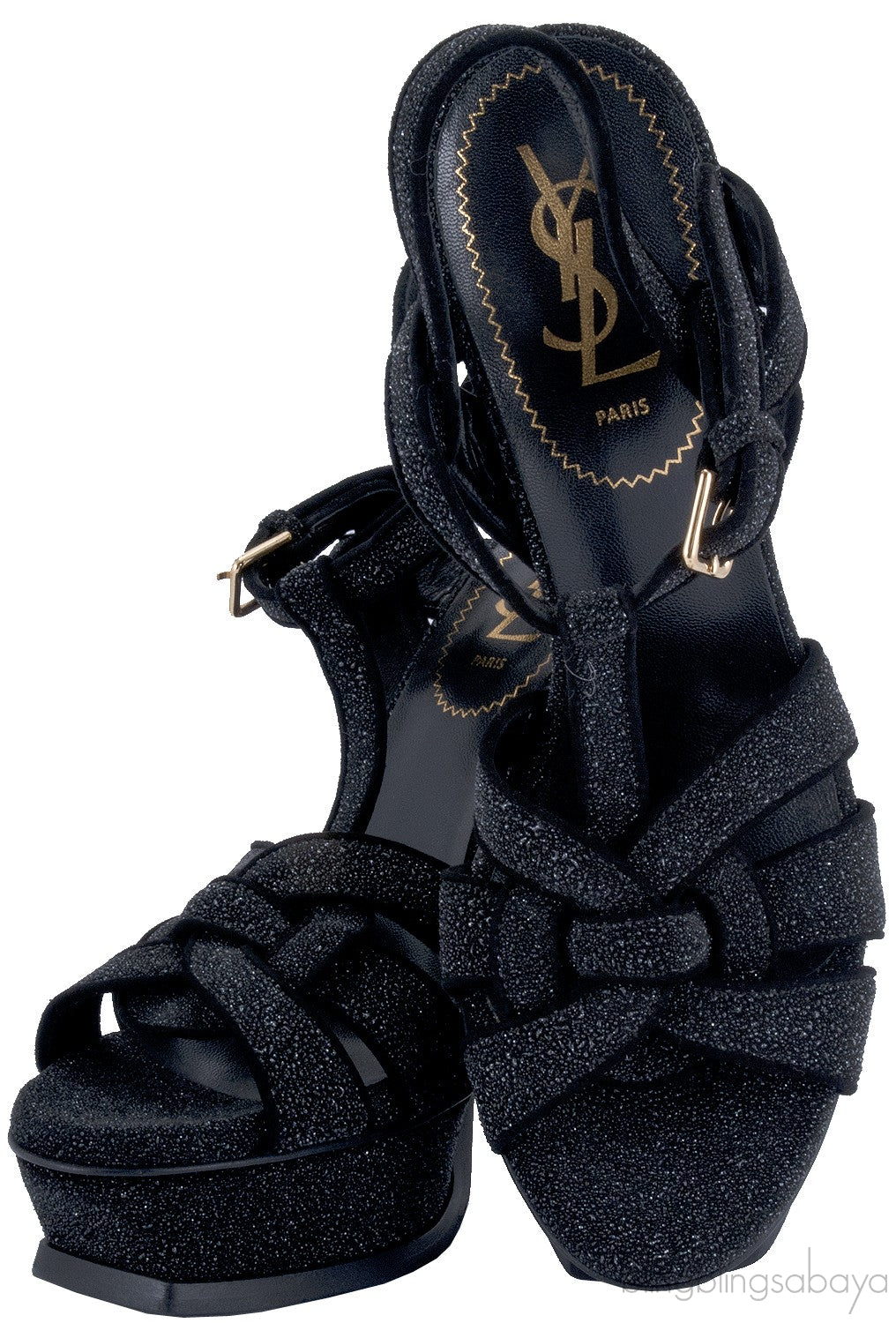 Glitter Finish Black Tribute Sandals