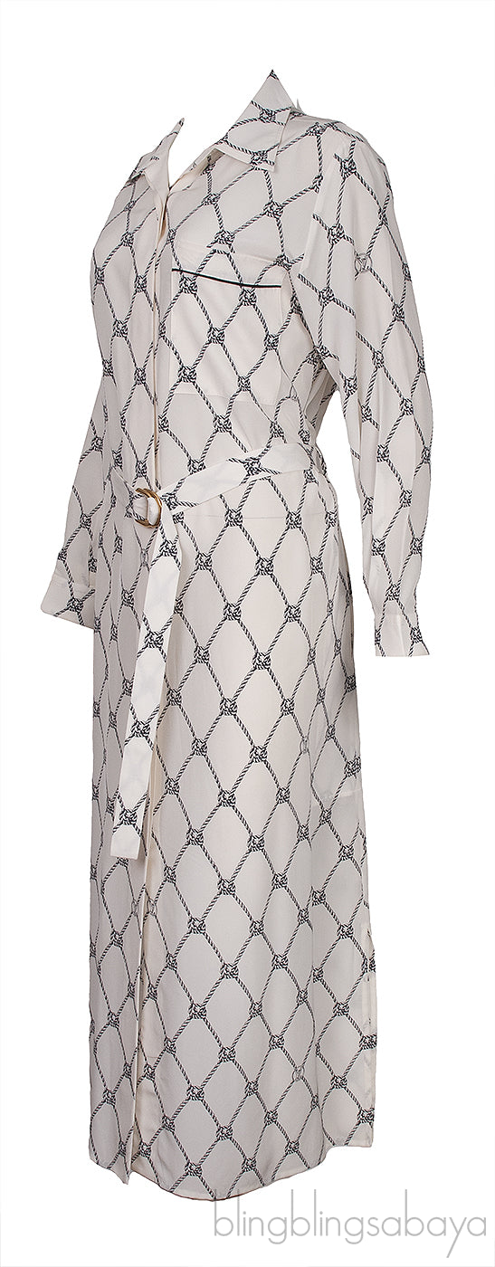 White Robe Printed Dress