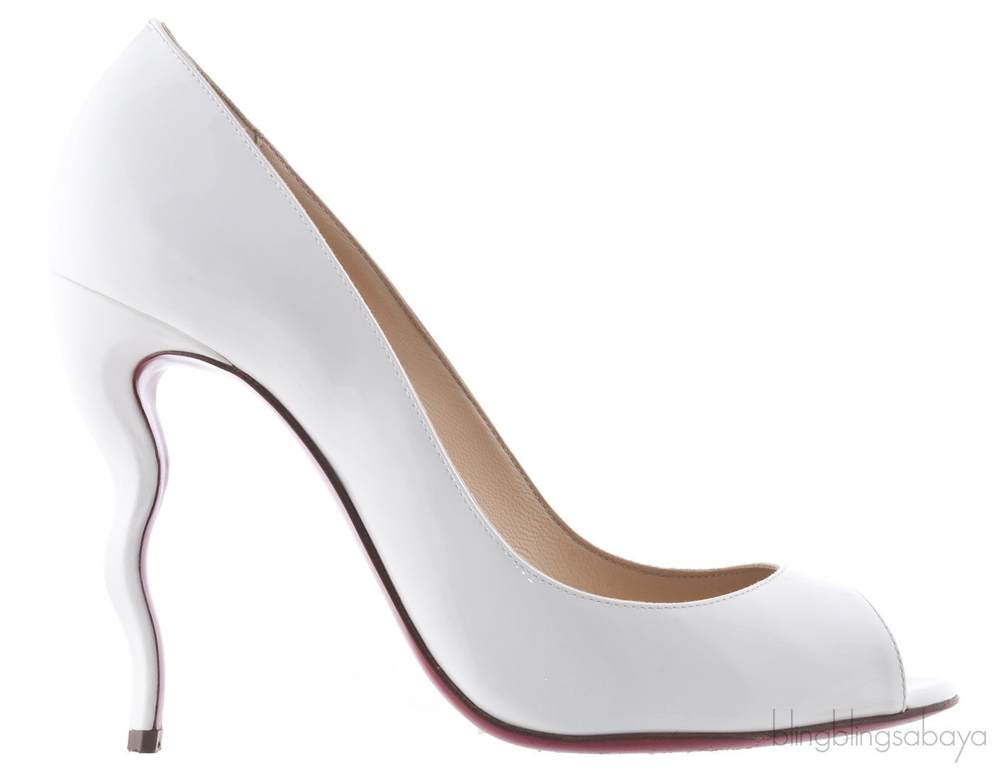Jolly White Patent Squiggle Heel