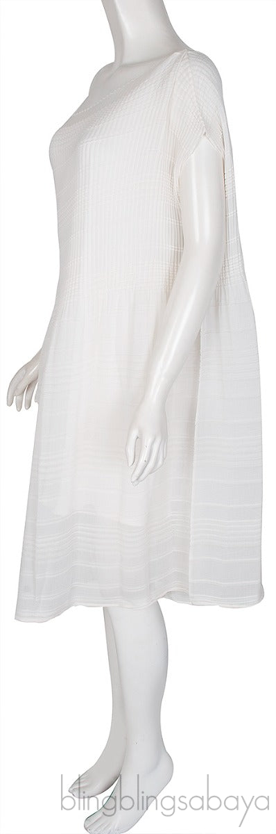 Ivory Plisse Crepe Dress
