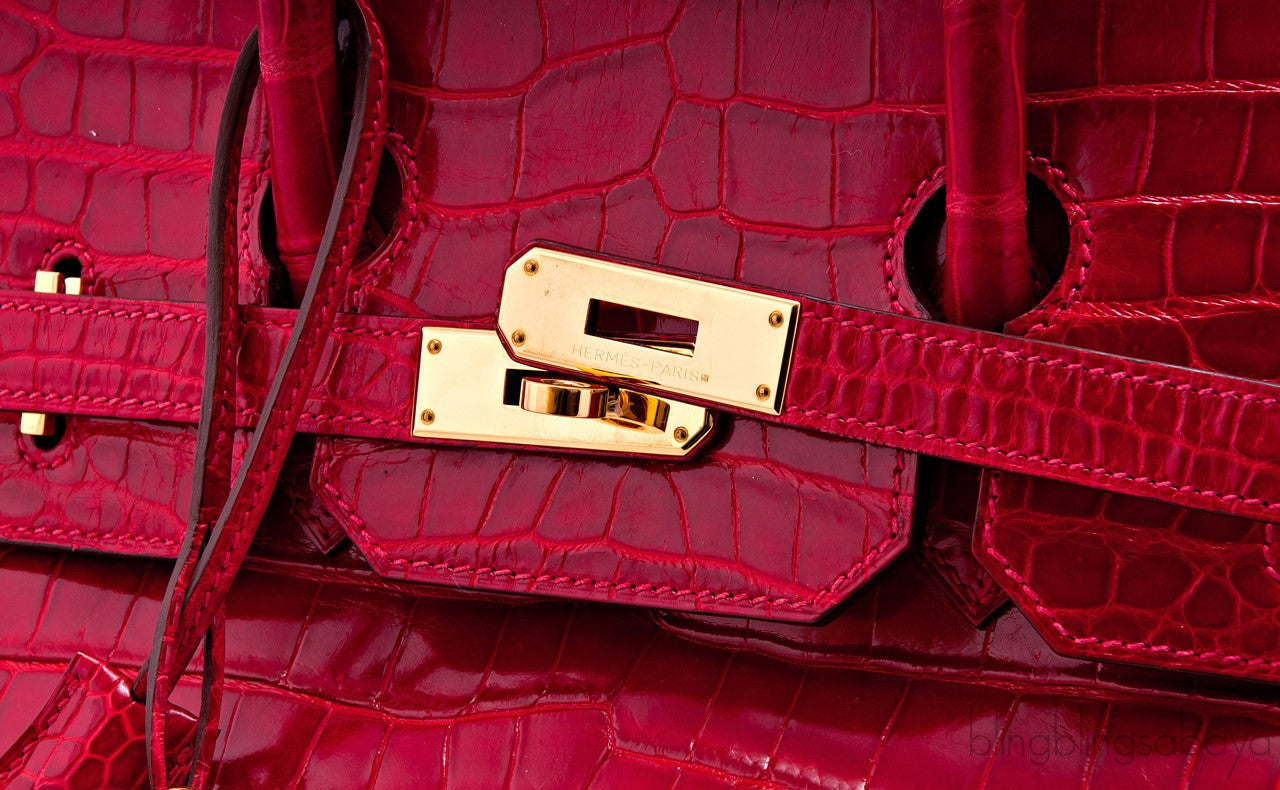Birkin 35 Red Braise Shiny Croco