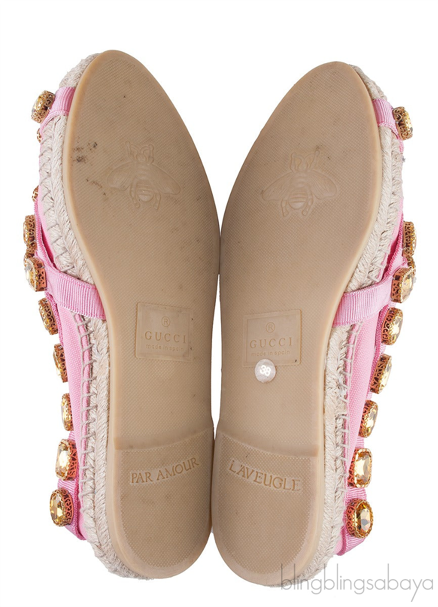 Pepita Pink Canvas Crystal Espadrille