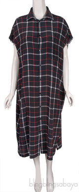 Black Checkered Shirt Oversize Dress