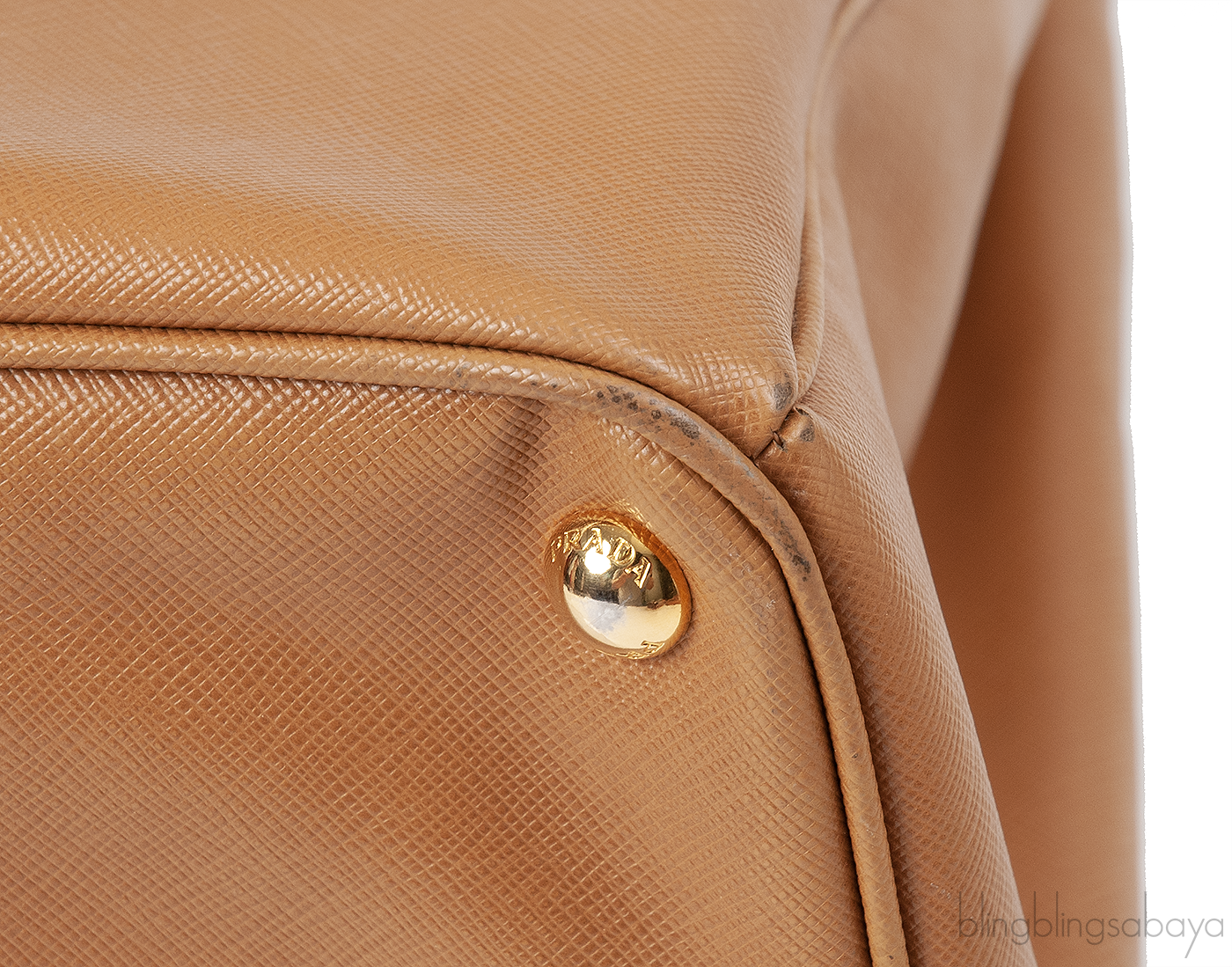 PRADA Gold Saffiano Double Zip Large Tote
