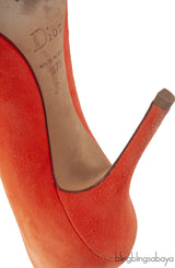 Christian Dior Orange Suede Pointed Heels