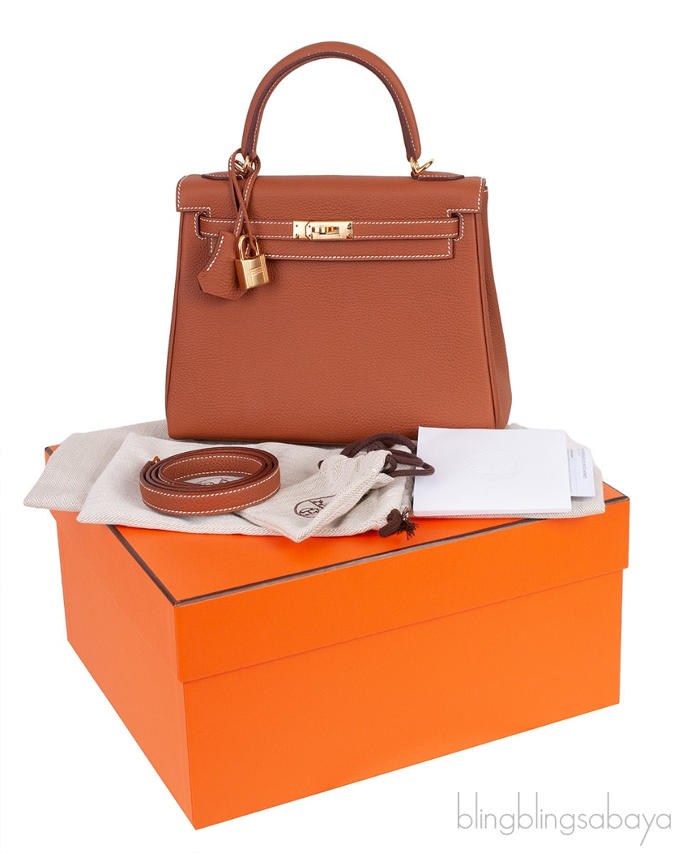 Kelly 25 Gold Togo Retourne GHW