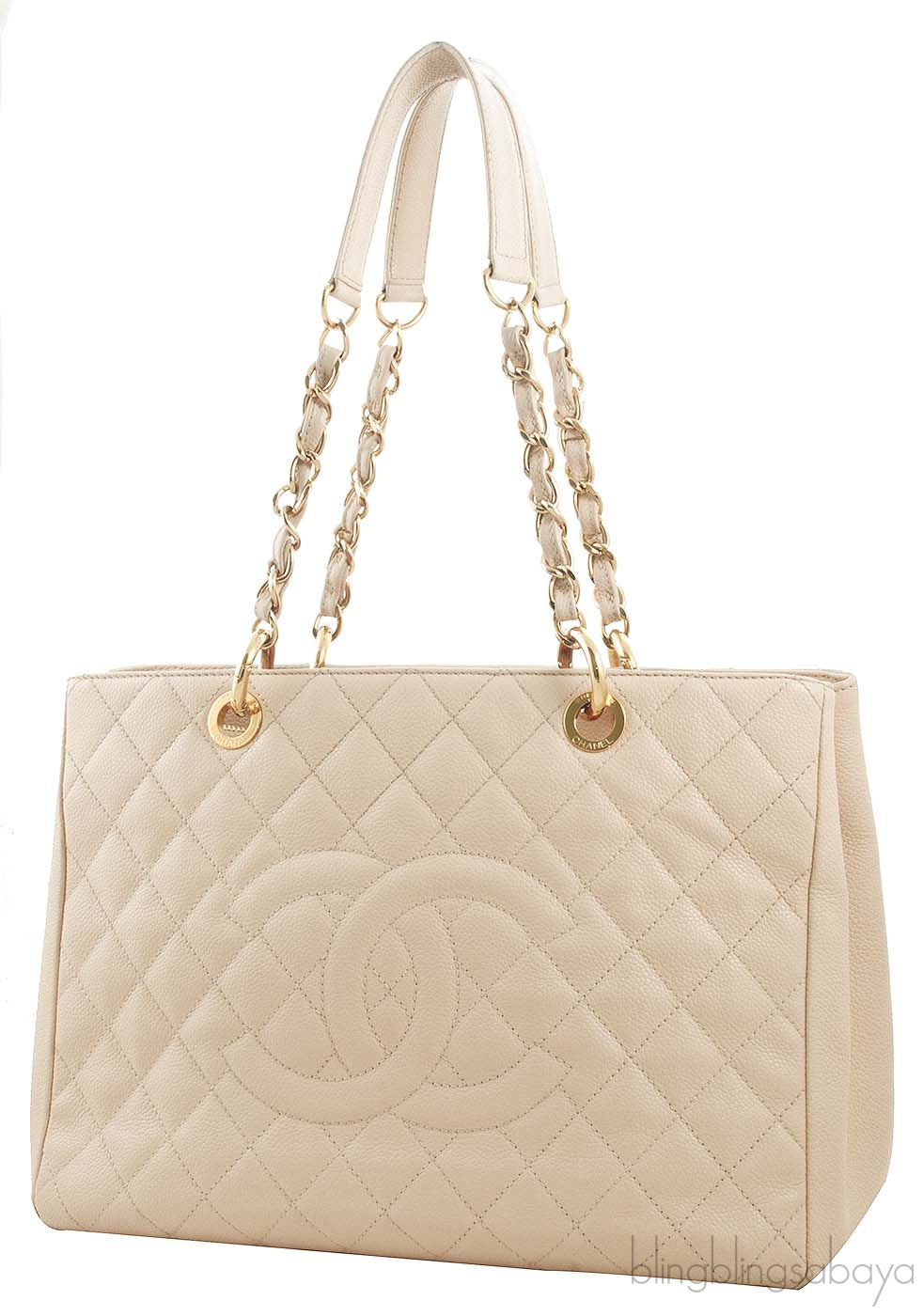 Beige Caviar Shopping Tote