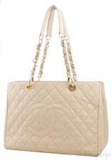 Beige Caviar Shopping Tote