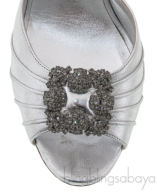 Cassia Silver Peep Slingback Pump
