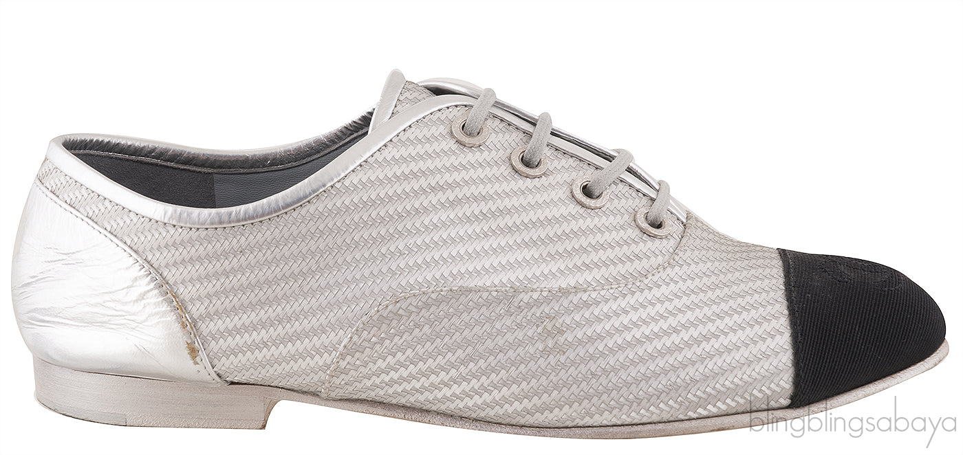CC Silver Lace Up Cap Toe Shoes