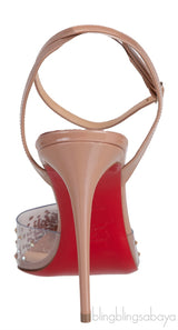 Nude PVC Crystal Slingback Heels