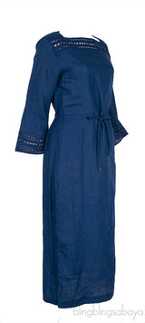 Norlia Blue Linen Midi Dress