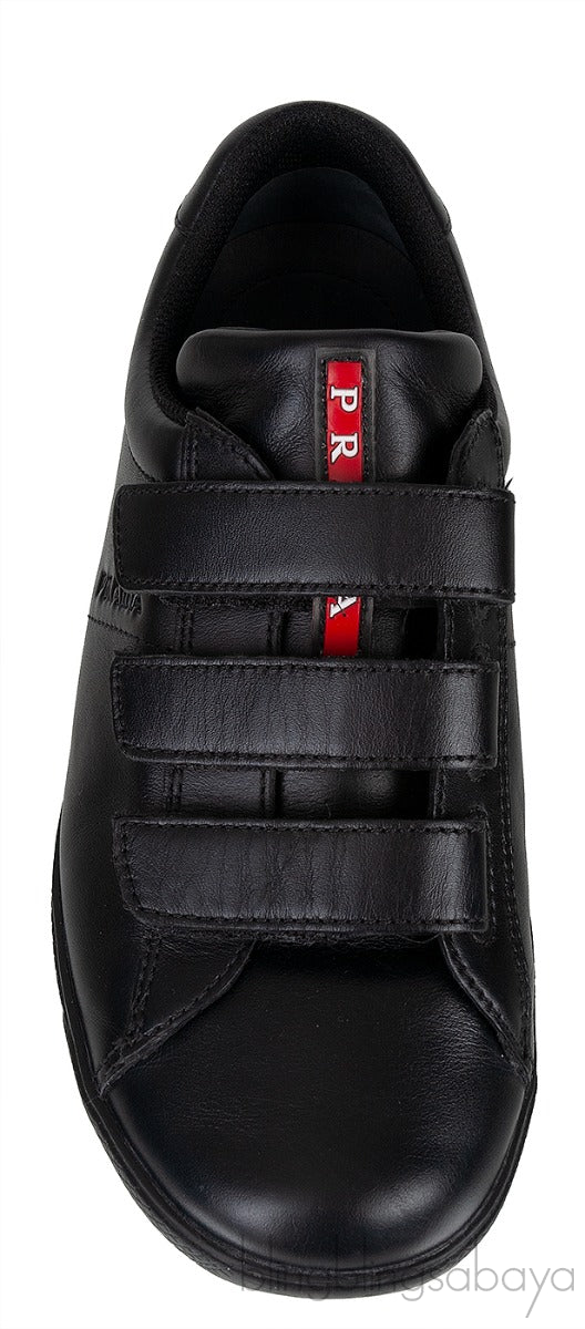 Black Velcro Strap Kids Sneaker 33