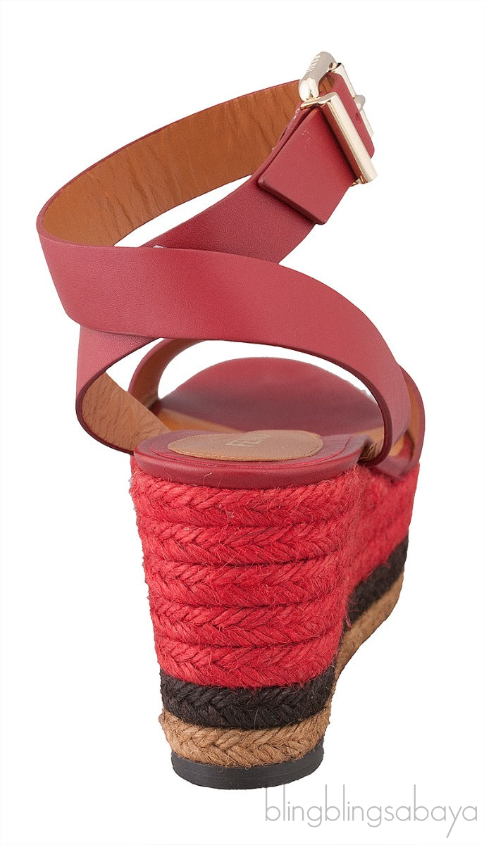 Red Wedge Platform Sandals