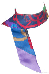 Purple Multi-color Printed Twilly