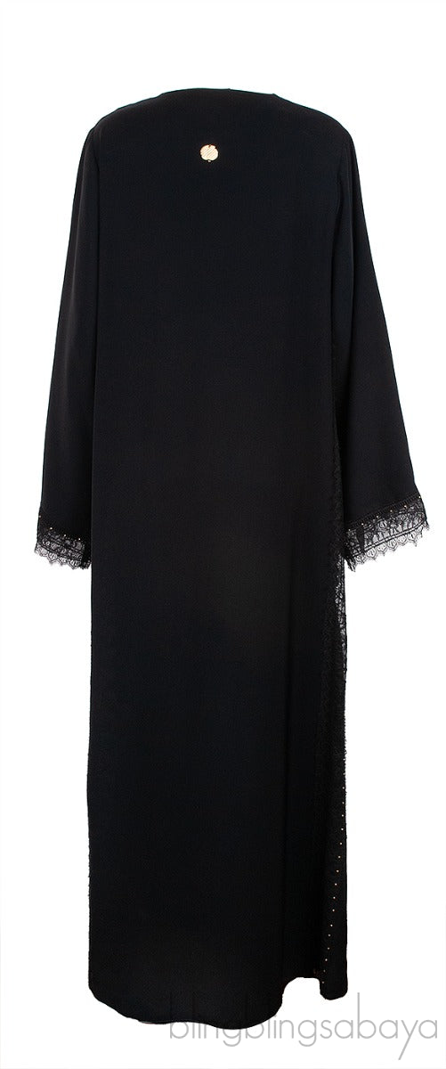 Mauzan Black Gold Metal Beads & Lace
