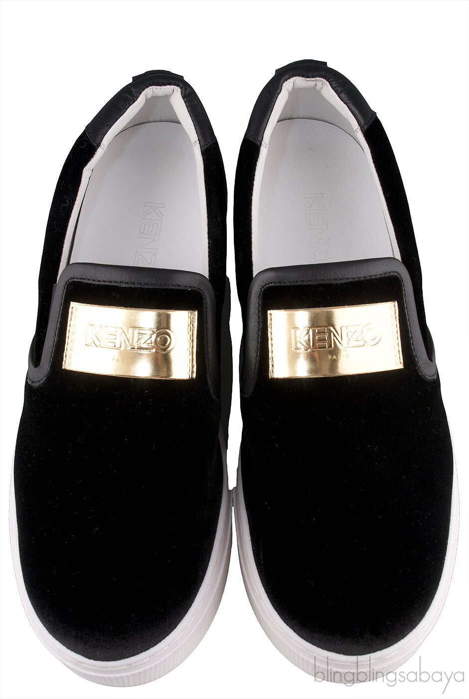 Black Velvet Logo Slip-on Platform