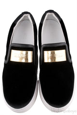 Black Velvet Logo Slip-on Platform