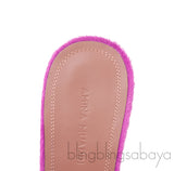Amina Muaddi Magenta Pony Hair Caroline Sandals