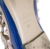 Patent Blue Rockstud Flat Ballerina