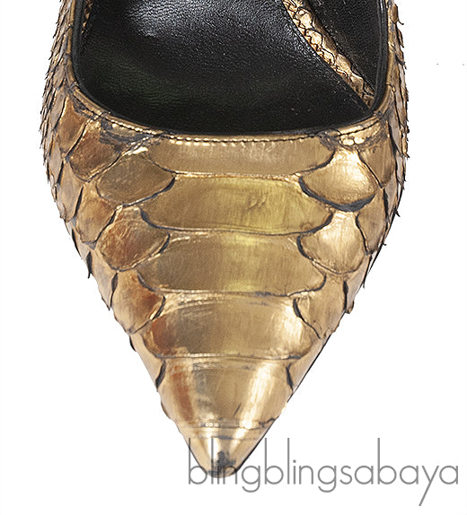 Tom Ford Python Gold Pointed Heels