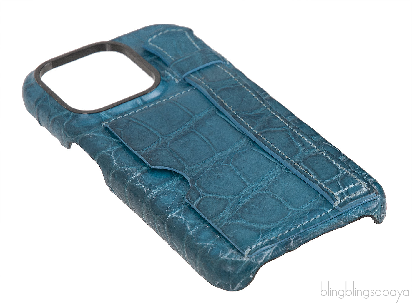 Card Holder Strap Iphone 15 Case Alligator Forest Green